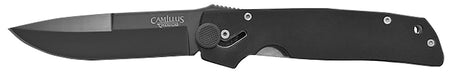 Camillus Cuda 3.75" Plain Drop Point Black AUS-8 Carbonitride Titanium Fixed Blade, Black G10 Handle