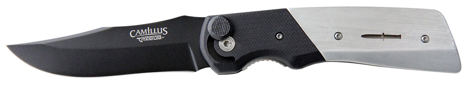 Camillus CUDA Bolt 3.75" Folding Drop Point AUS-8A Carbonitride Titanium Blade, Aluminum and G10 Handle