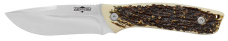 Camillus Western Crosstrail 4.25" Fixed Blade Titanium Bonded 420 Steel Drop Point, Stag/Antler Delrin Handle and Sheath