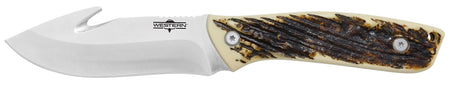 Camillus Western Crosstrail 4.25" Fixed Gut Hook Titanium Bonded 420 Steel, Stag/Antler Delrin Handle, Includes Sheath and Belt Loop