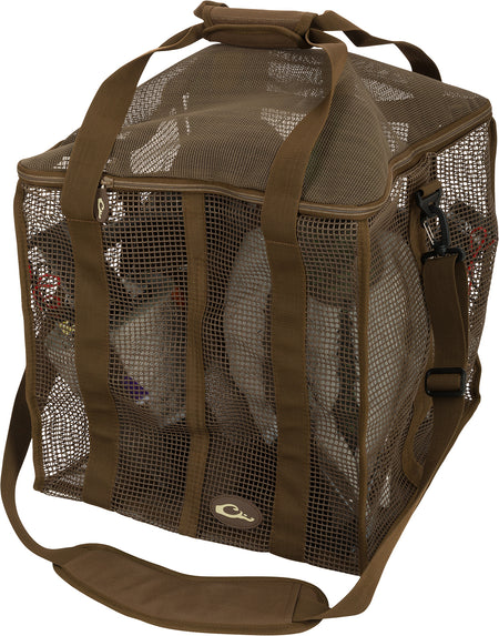 Drake Waterfowl DA370004M 4-Slot Motion Floating Decoy Bag in Brown Vinyl-Coated Mesh