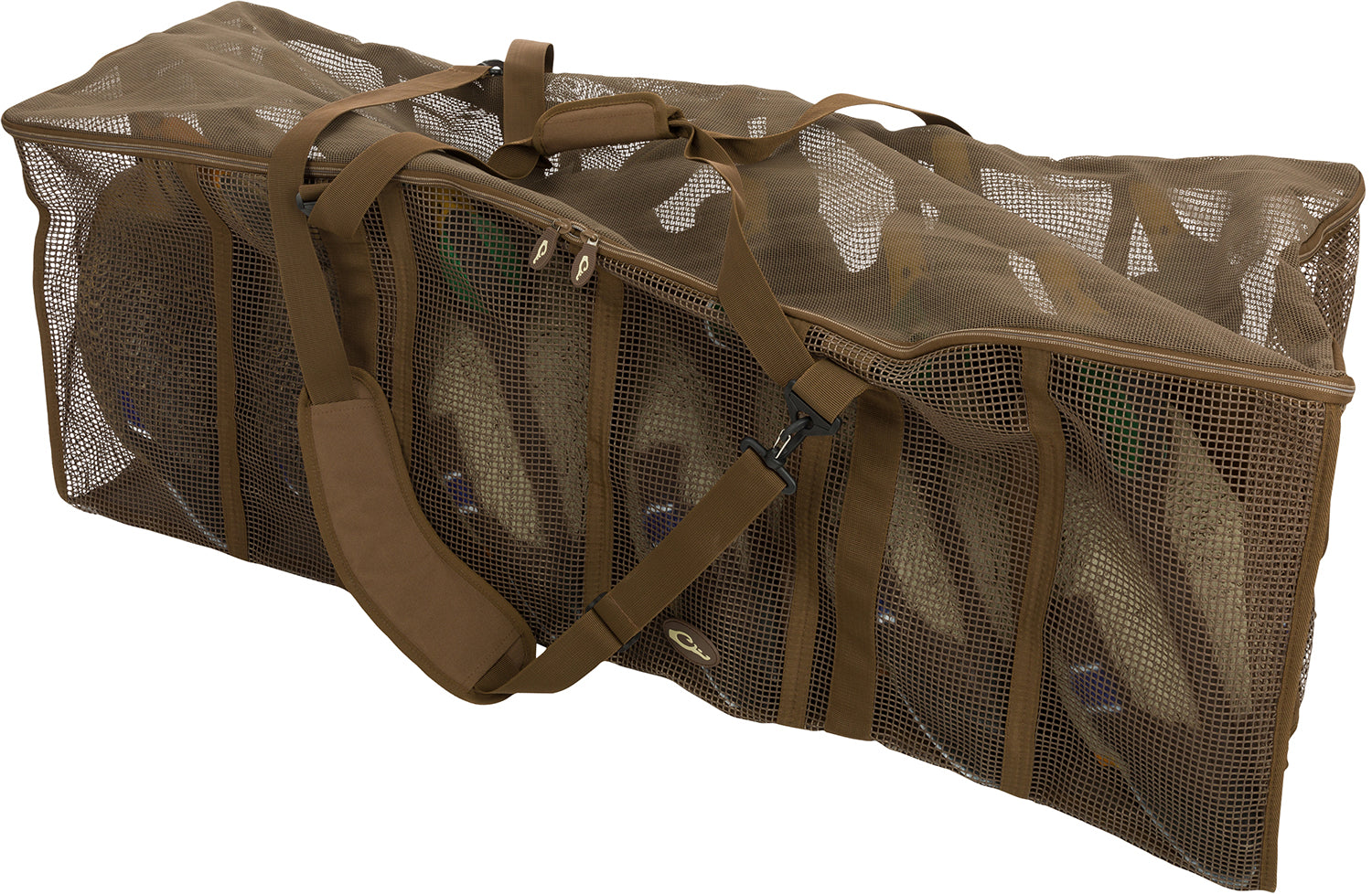 Drake Waterfowl DA370012D 12-Slot Duck Floating Decoy Bag in Brown Vinyl-Coated Mesh