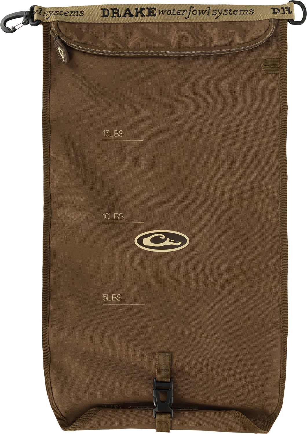 Drake Waterfowl GD8000BRN Brown Gun Dog Travel Food Bag Polyester Drawstring and Roll-Up Dispenser
