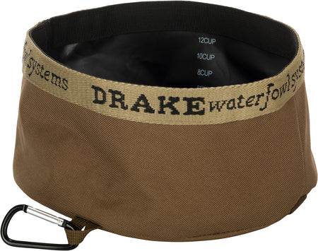 Drake Waterfowl GD8100BRN Travel Food & Water Bowl for Gun Dogs Brown 600D Polyester
