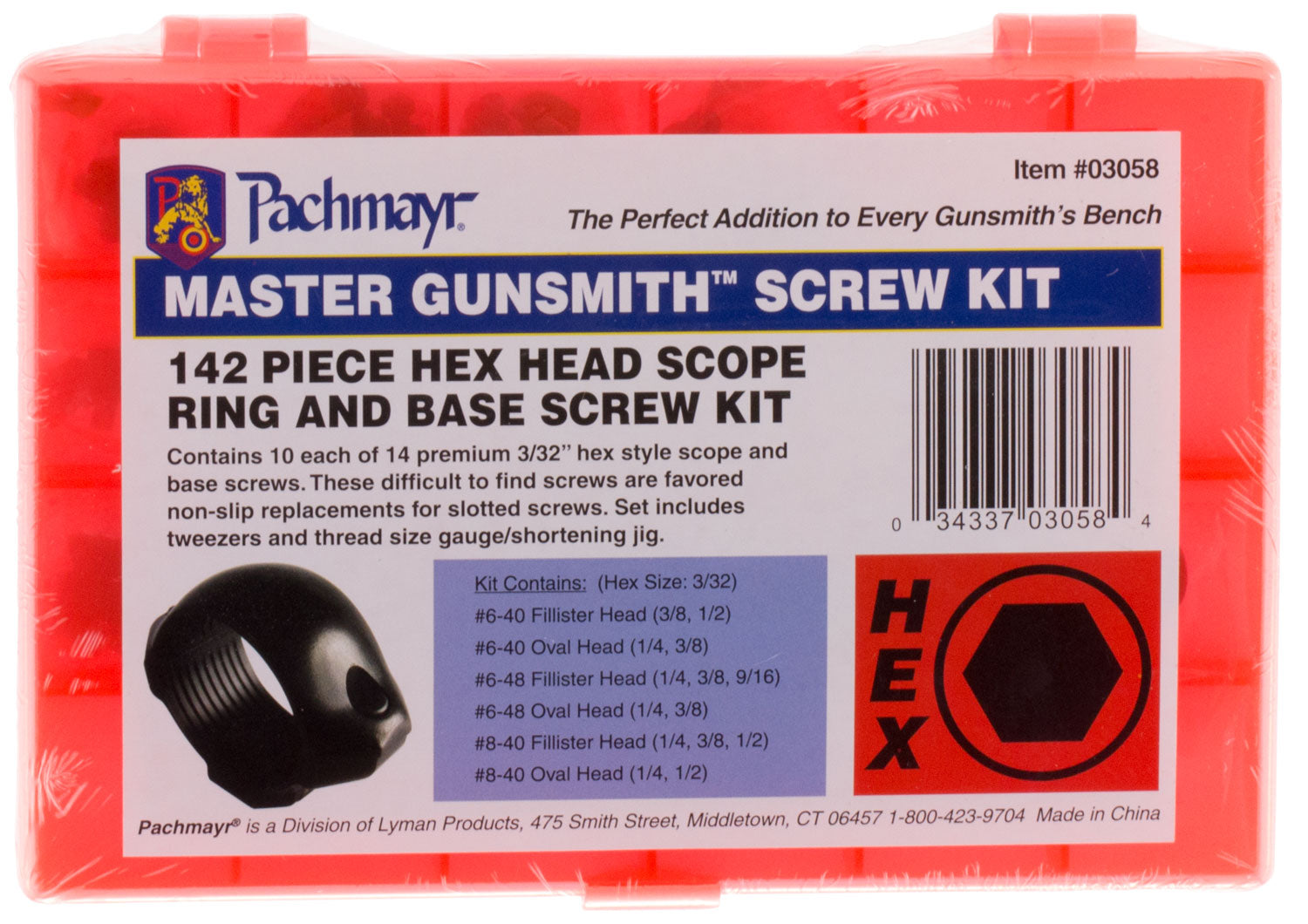 Lyman 03058 142-Piece Hex Head Gunsmith Ring & Base Screw Kit Universal Handle