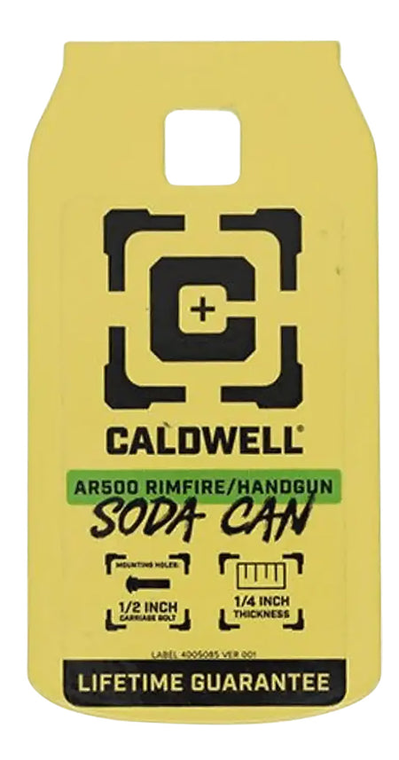 Caldwell Rimfire/Handgun Soda Can AR500 Steel Target Yellow 1/4" Thick Laser Cut