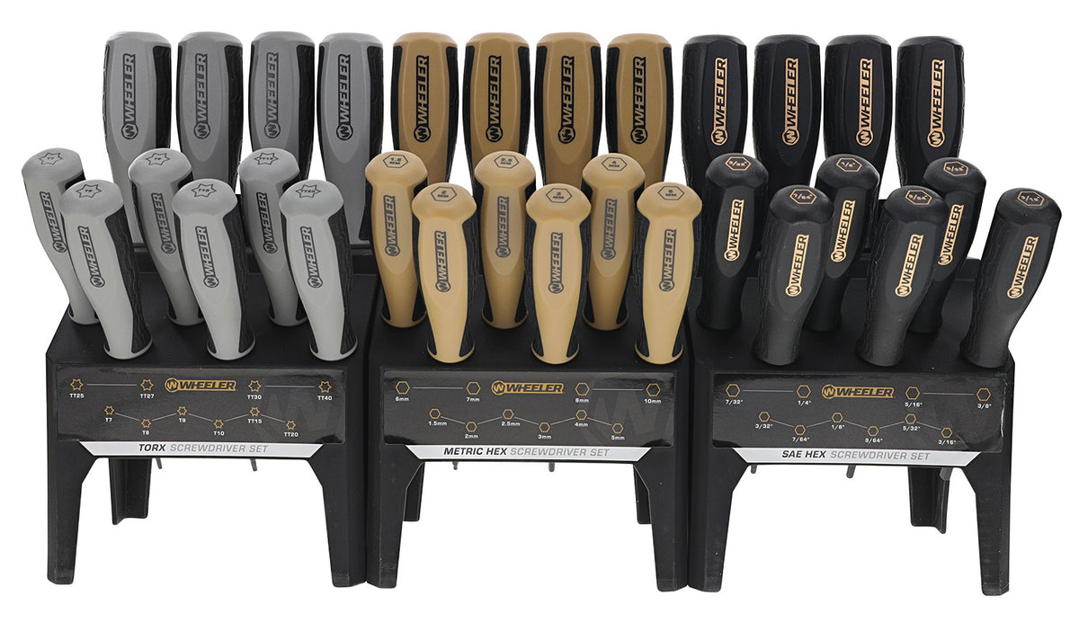 Wheeler Hex and Torx 30-Piece Benchtop Screwdriver Set, Color-Coded