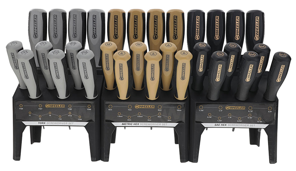 Wheeler Hex and Torx 30-Piece Benchtop Screwdriver Set, Color-Coded