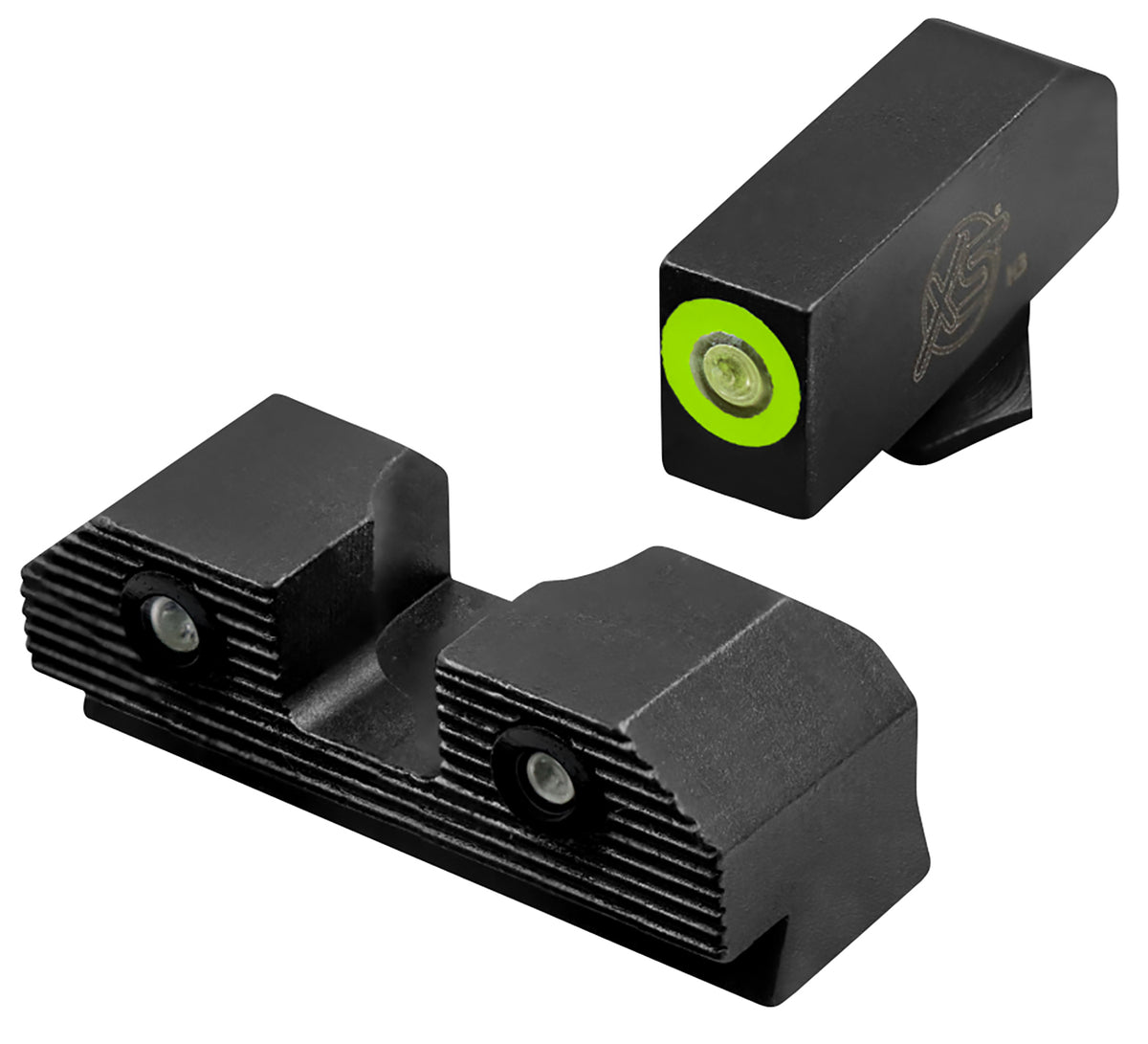XS Sights GLR201P6G Glock R3D 2.0 Night Sights Green Outline Front Green Tritium Rear Sight
