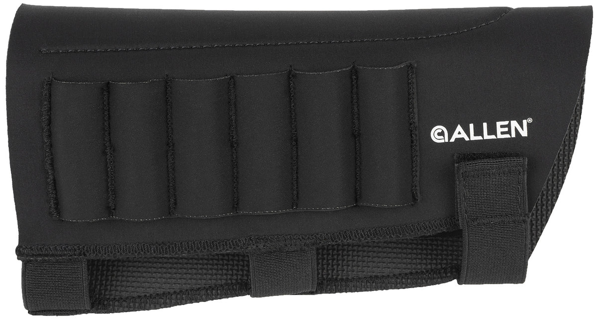Allen 6-Round Neoprene Buttstock Shell Holder for Rifles, .223-300 Win Magnum, Velcro Strap Mount