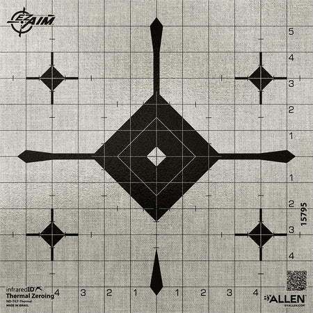 EZ-Aim 15795 Adhesive Thermal ID Bullseye Grid Paper Shooting Target 12" x 12" Gray