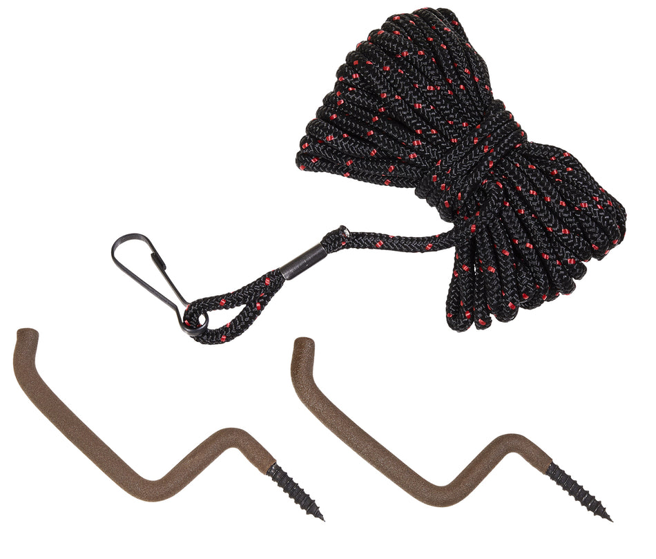 Allen Bow Gun Treestand Rope 54 Black Red 20 Feet with 2 Rubberized Hangers