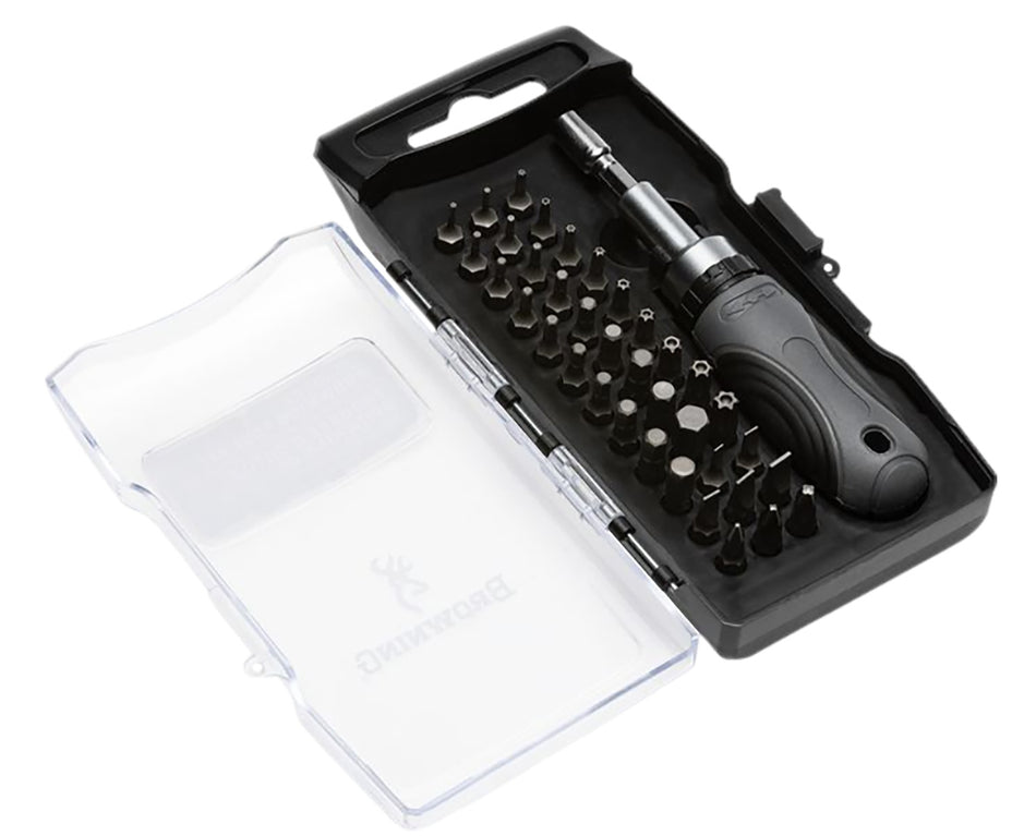 Browning 12450 38-Piece Firearm and Optic Assembly Tool Kit Black Ratcheting Screwdriver Hex Torx Phillips Flathead