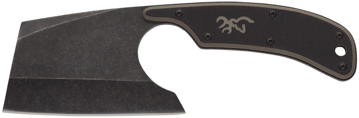 Browning 3220322B Cutoff Camp Boxed Fixed Cleaver 2.50" Stonewashed 9Cr14MoV Black Oxide SS Blade Two-Tone G10 Handle
