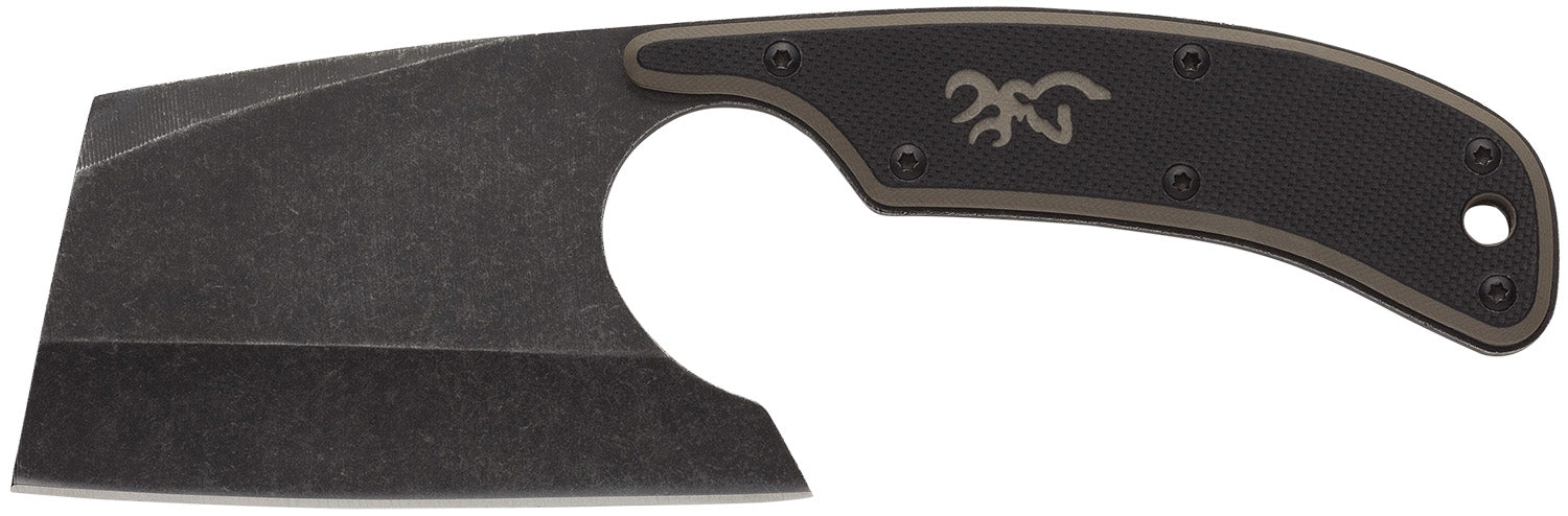 Browning 3220322B Cutoff Camp Boxed Fixed Cleaver 2.50" Stonewashed 9Cr14MoV Black Oxide SS Blade Two-Tone G10 Handle
