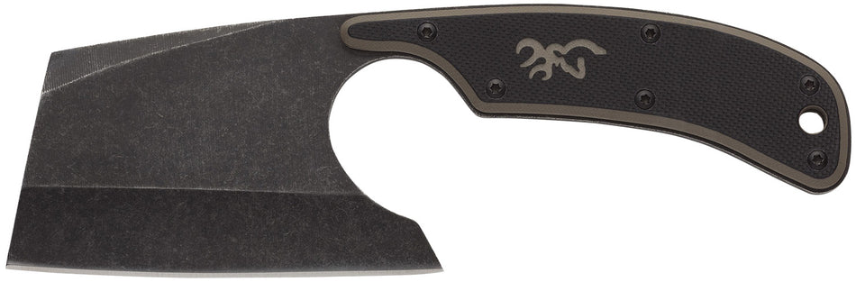 Browning 3220322B Cutoff Camp Boxed Fixed Cleaver 2.50" Stonewashed 9Cr14MoV Black Oxide SS Blade Two-Tone G10 Handle