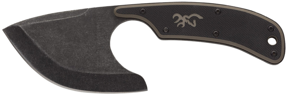 Browning 3220323 Cutoff Fixed Blade Skinner 2.50" Stonewashed 9Cr14MoV Black Oxide SS Blade Two-Tone G10 Handle w/Sheath