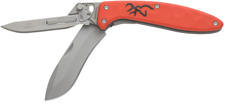 Browning 3220462B Primal Scalpel 2 Folding Knife Boxed 2.75" Blaze Orange 8Cr13MoV Steel Replaceable Blade