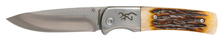 Browning 3220500B Buckmark Hunter Boxed Folding Knife 3" Drop Point 8Cr13MoV Stainless Steel Jigged Bone