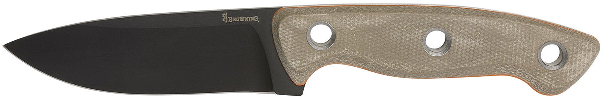Browning 3220508B Desolation Small Fixed Blade 3.75" Modified Drop Point 440C Stainless Steel Tan Micarta Handle