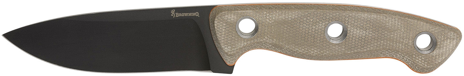 Browning 3220508B Desolation Small Fixed Blade 3.75" Modified Drop Point 440C Stainless Steel Tan Micarta Handle