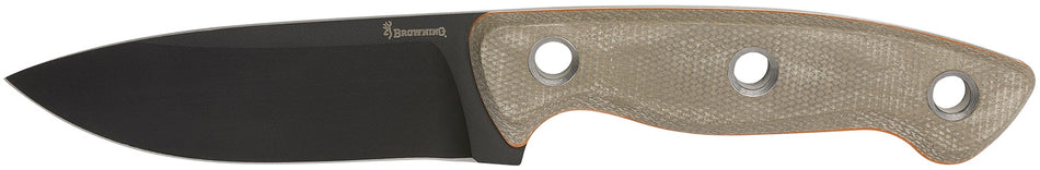 Browning 3220508B Desolation Small Fixed Blade 3.75" Modified Drop Point 440C Stainless Steel Tan Micarta Handle