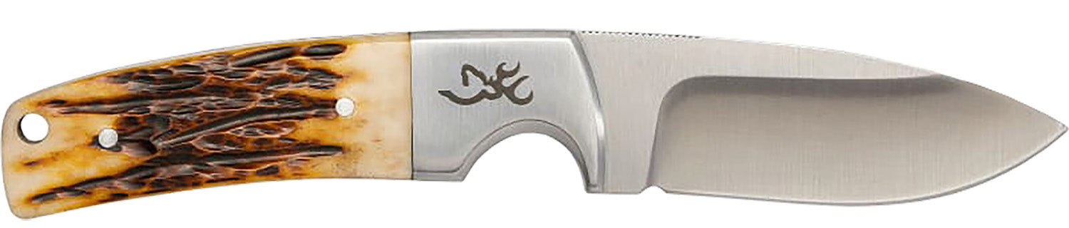 Browning 3220509 Buckmark Hunter Fixed Hunting Knife Drop Point Stainless Steel Full Tang Leather Belt Sheath