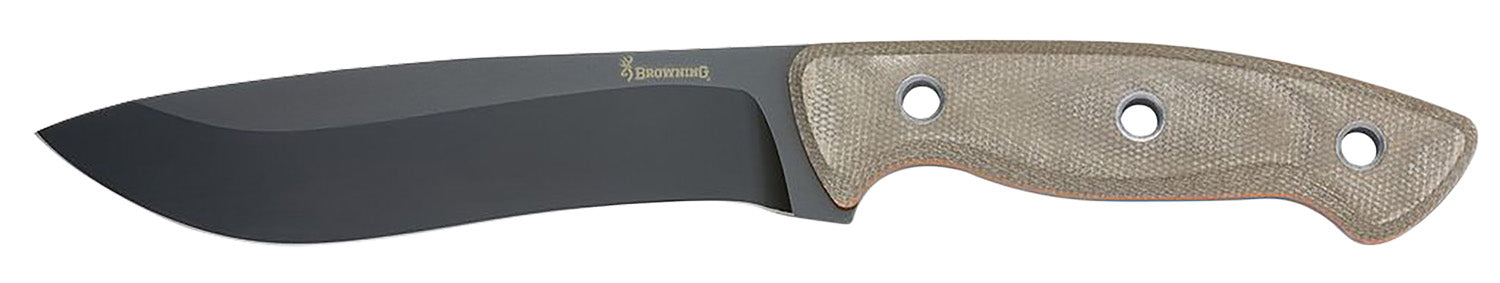 Browning 3220517B Desolation Large Fixed Blade 6" Drop Point 440C SS Black Powder Coated Tan Micarta Handle