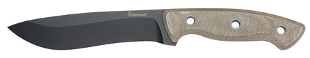 Browning 3220517B Desolation Large Fixed Blade 6" Drop Point 440C SS Black Powder Coated Tan Micarta Handle