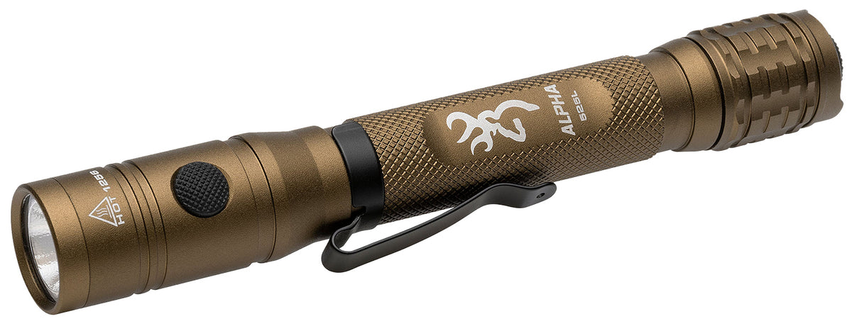 Browning Alpha 2AA Burnt Bronze LED Flashlight 36-525 Lumens White & Green AA Battery