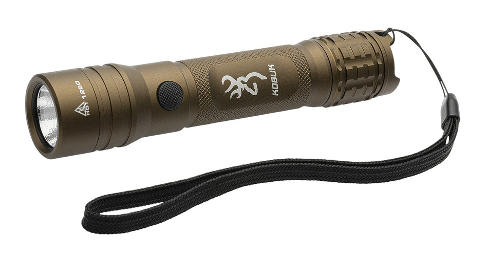 Browning Kobuk Burnt Bronze Rugged Aluminum Flashlight 2000 Lumens White Nichia LED Dual Fuel