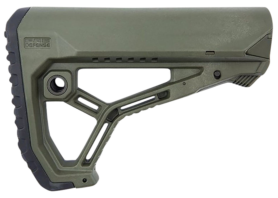 FAB Defense GL-CORE AR-15/M4 OD Green Buttstock - Ergonomic Butt Pad, Fits Mil-Spec & Commercial Tubes
