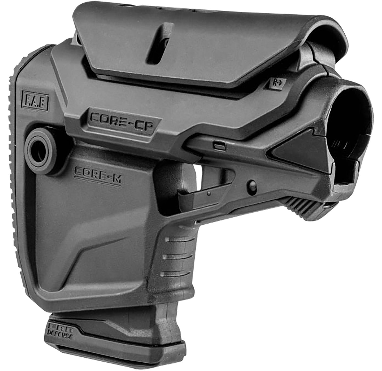 FAB Defense GL-CORE M CP Black Buttstock - Integrated AR-15 Mag Carrier, Adjustable Cheek Piece, Mil-Spec/Commercial Tubes