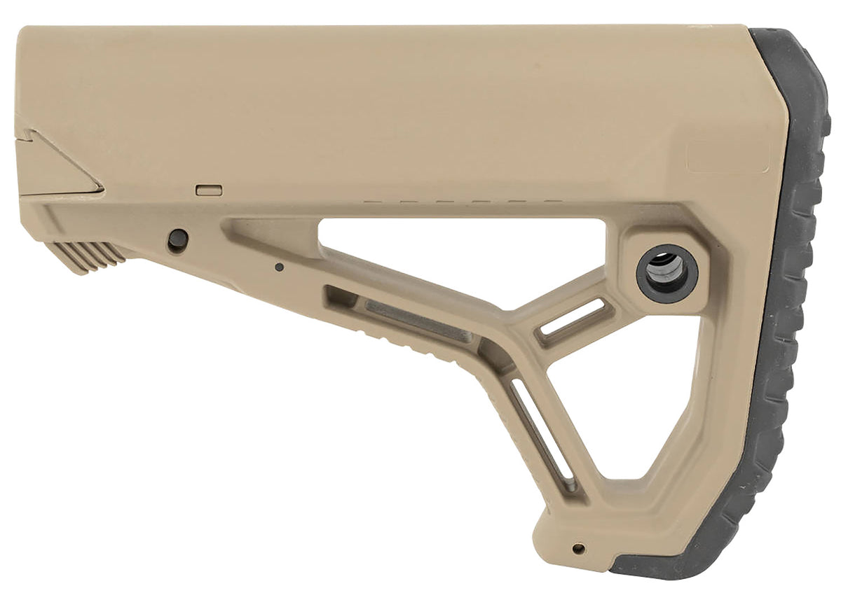 FAB Defense GL-CORE AR-15/M4 Stock FDE - Integrated Cheek Weld & QD Sling Swivels, Mil-Spec/Commercial Tube Compatible