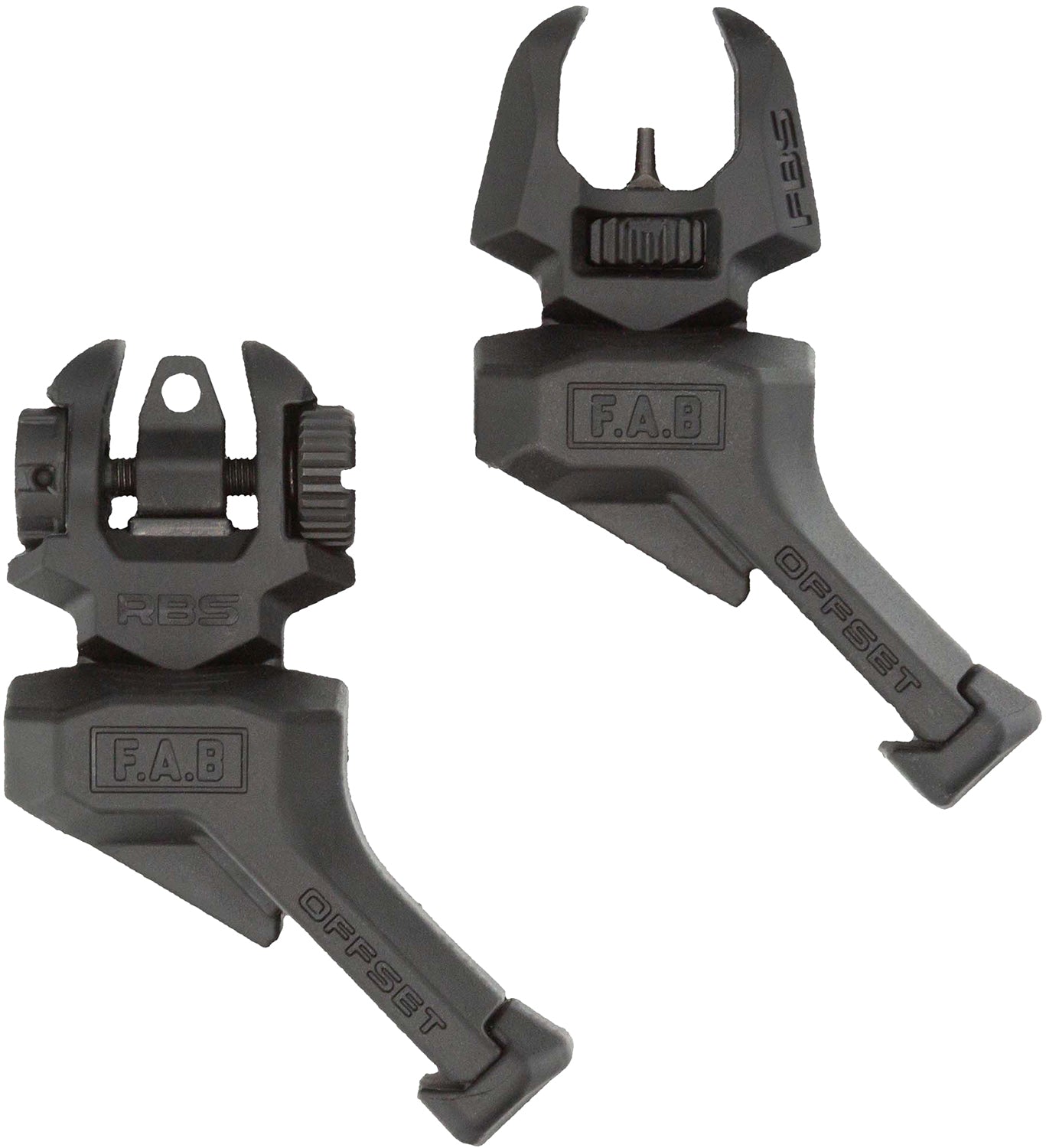 FAB Defense FXFRBSOSB Offset Flip-Up Sight Set Front and Rear Black No-Tool Adjustment