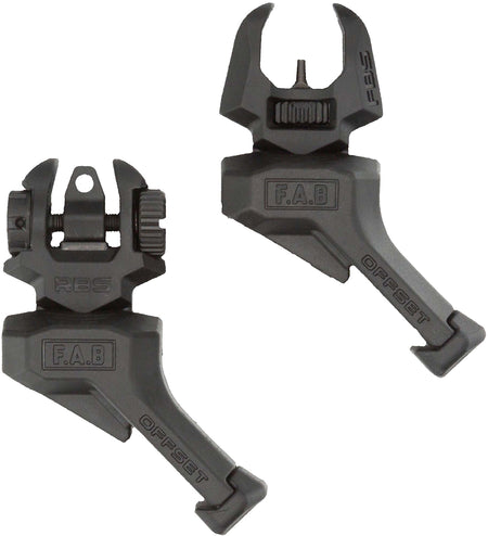FAB Defense FXFRBSOSB Offset Flip-Up Sight Set Front and Rear Black No-Tool Adjustment