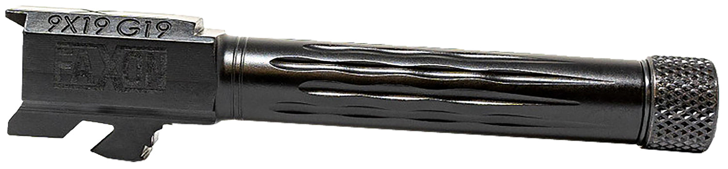 Faxon Firearms GB910N19LGQT Match 9mm Flame Fluted Black Nitride 416R Stainless Barrel for Glock 19/45