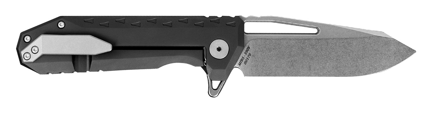 Southern Grind SG09030012 Penguin Folding Knife 3.50" CPM S90V Drop Point Stonewashed Blade, Black Titanium Handle