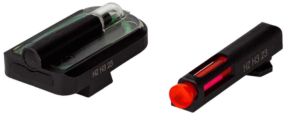 HiViz GLFD21 Glock FastDot H3 Low-Profile Sight Set - Red Fiber Optic Front, Green Tritium Rear