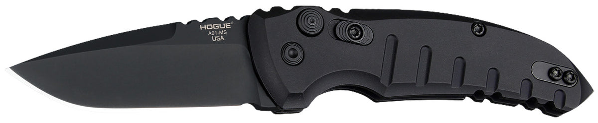 Hogue 24116 A01 2.75" Drop Point Folding Pocket Knife, Black Cerakote 154CM SS Blade, Matte Black Aluminum Handle