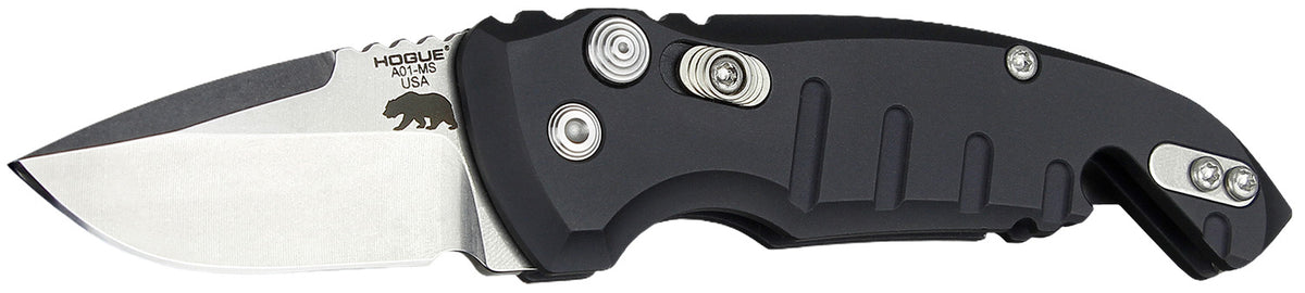 Hogue 24120 A01 1.95" Drop Point Folding Pocket Knife, Stone Tumbled 154CM SS Blade, Matte Black Aluminum Handle