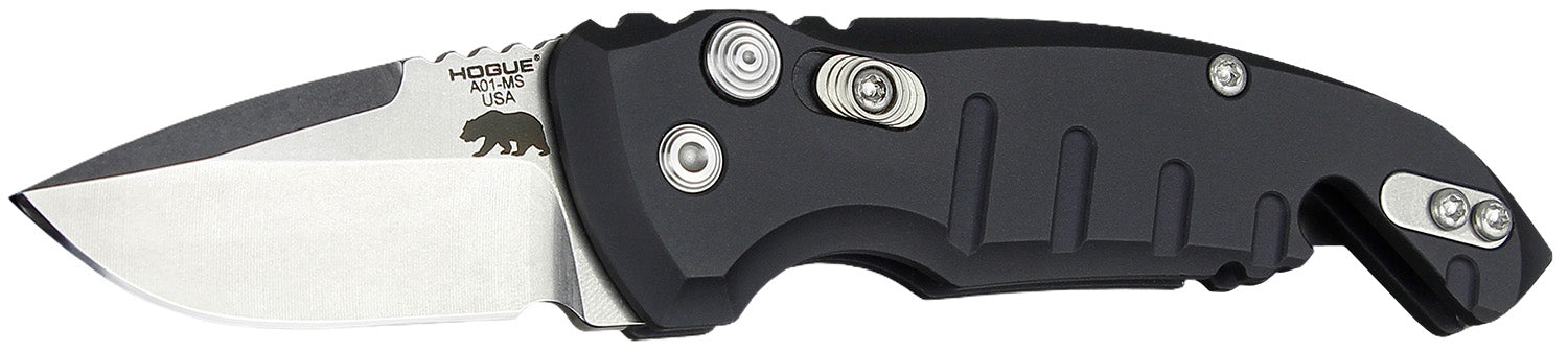 Hogue 24120 A01 1.95" Drop Point Folding Pocket Knife, Stone Tumbled 154CM SS Blade, Matte Black Aluminum Handle