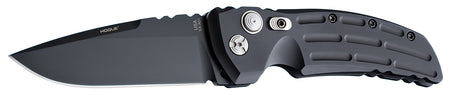 Hogue 34110 EX-A01 4" Drop Point Auto Folder, Black Cerakote 154CM SS Blade, Matte Black Fluted Aluminum Handle