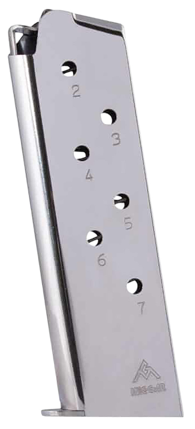 Mec-Gar MGCG4507N Standard 45 ACP 7-Round Nickel Magazine Fits Colt Govt 1911 Stainless Steel