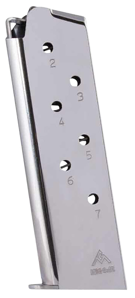 Mec-Gar MGCG4507N Standard 45 ACP 7-Round Nickel Magazine Fits Colt Govt 1911 Stainless Steel