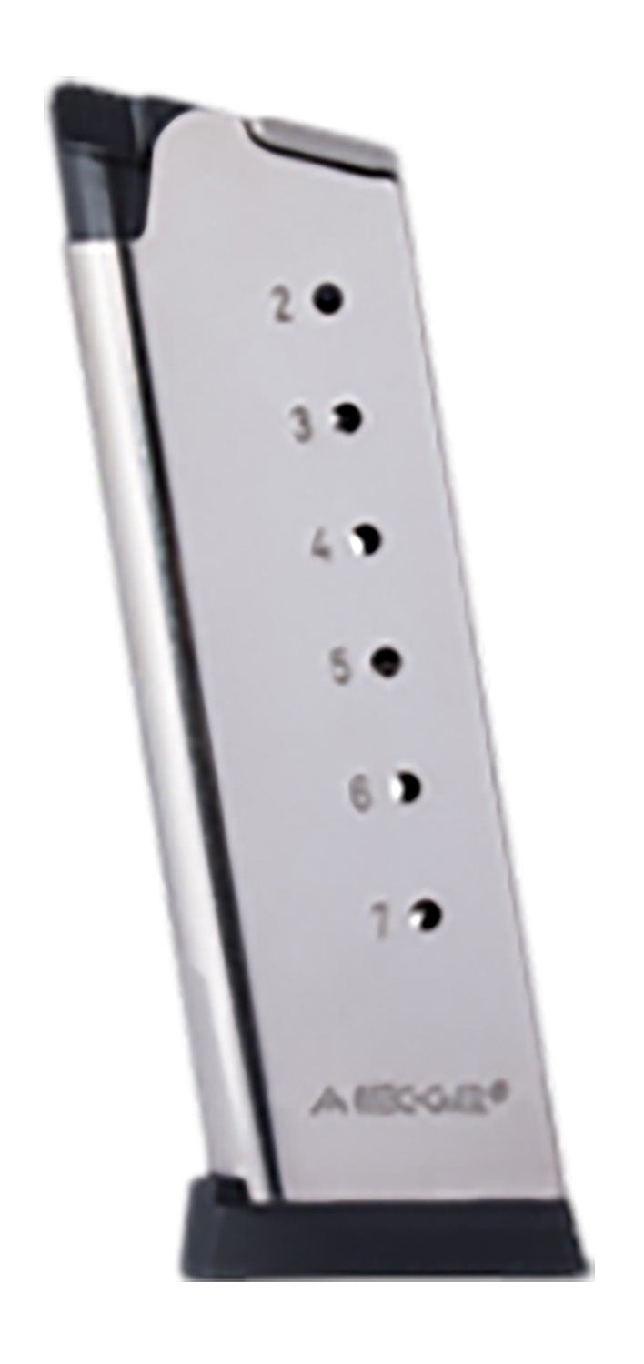 Mec-Gar MGCO4507NPF .45 ACP 7rd Nickel Magazine for 1911 Officers Model