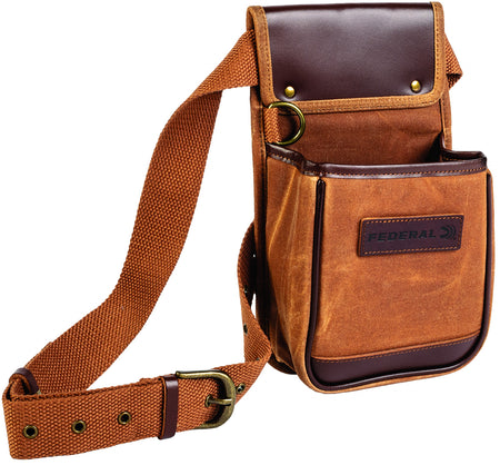 Remington Premier Shotshell Pouch Tan Canvas Leather Reinforced