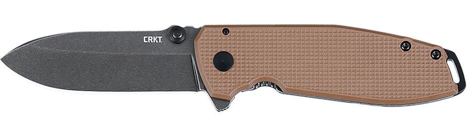 CRKT SQUID XM 2495B 2.95" Stonewashed D2 Steel EDC Folding Knife, Brown Textured G10 Handle, Assisted Opening Flipper
