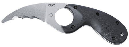 CRKT Bear Claw 2511 2.39" Fixed Hawkbill Knife, Veff Serrated AUS-8A Stonewashed Blade, Black Textured GRN Handle