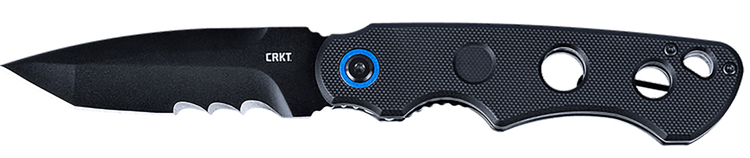 CRKT A.B.C. 2606 3.39" Folding Tanto Knife, Veff Serrated Black Oxide 12C27 Sandvik Blade, Black G10 Handle, IKBS Bearings